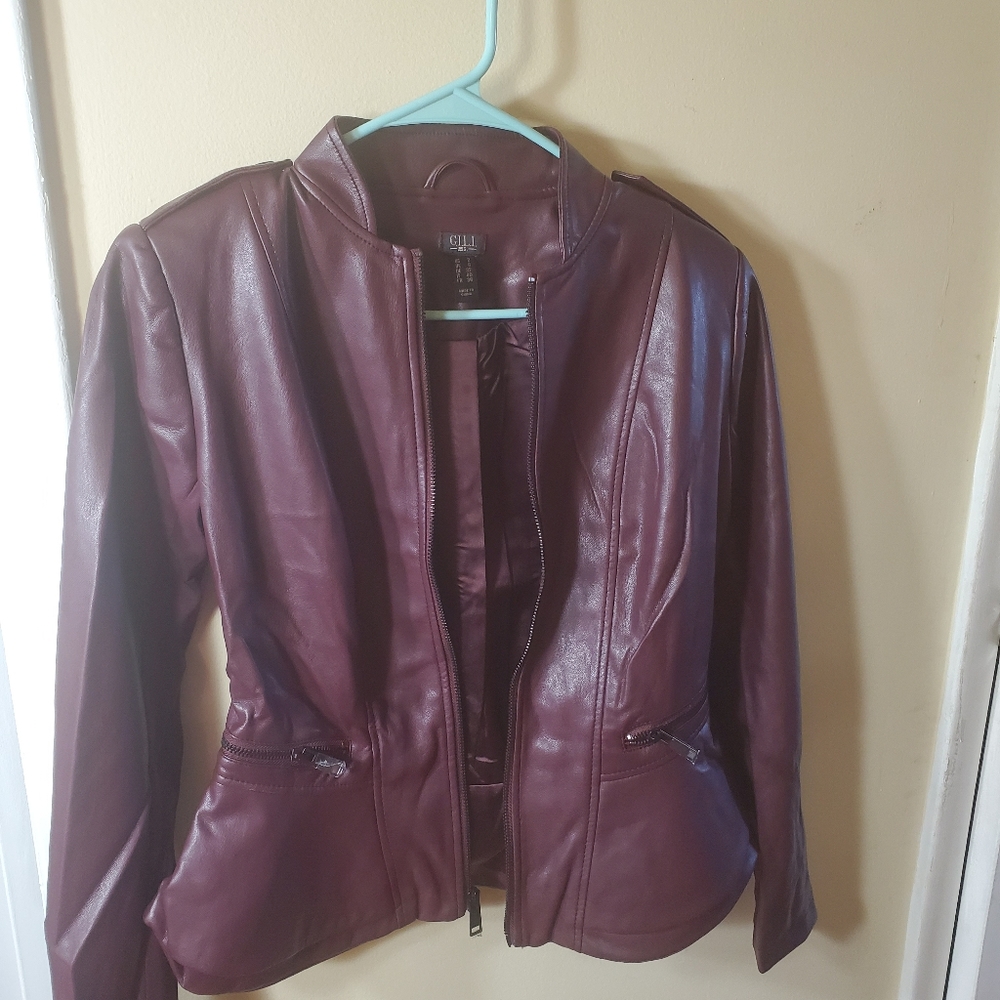 G.I.L.l Faux leather Double Peplum Jacket